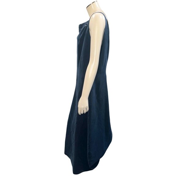 Mondi 44 Navy Blue Silk Sleeveless Maxi Dress Vintage 90s Formal Gown Slit Back - Picture 5 of 9